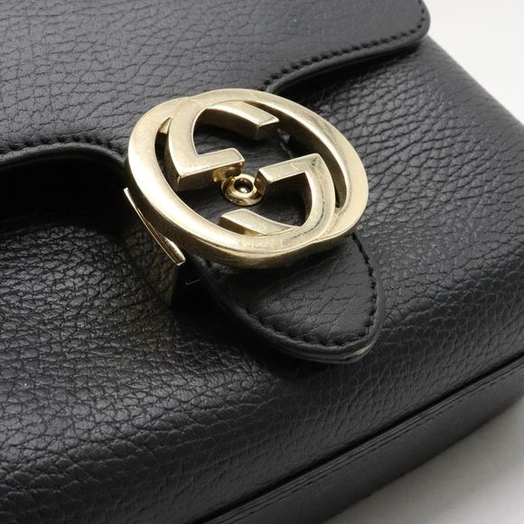 Gucci GG Chain Shoulder Bag Black Outlet Product Gold Hardware - Picture 9 of 9